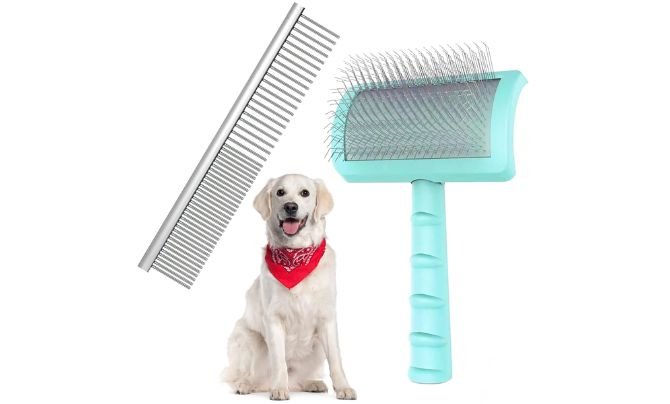 NeatHoiho Large Slicker Brush & Green Comb Value Kit