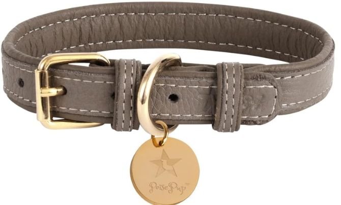 POISEPUP Genuine Leather Dog Collar for Small Medium and Large Dogs
