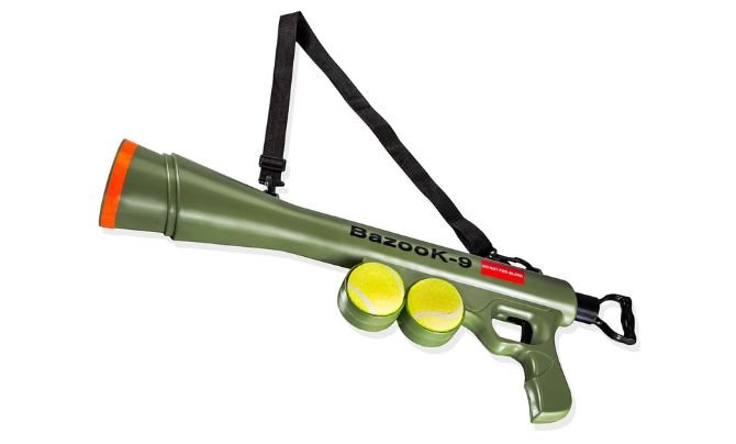 Paws & Pals BazooK-9 Tennis Ball Launcher Gun with 2 Squeaky Balls Dog Toys
