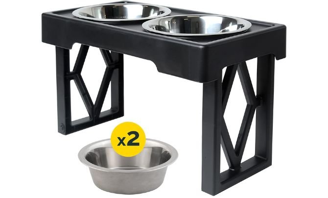 Pet Zone Designer Diner Bundle – Best Adjustable Elevated Dog Bowl for Large Dogs