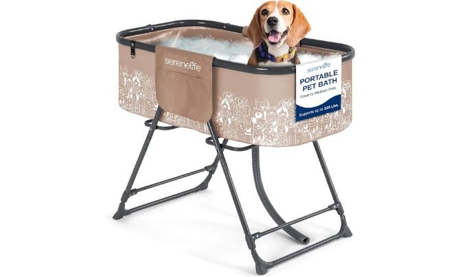 SereneLife Foldable Dog Bath Tub