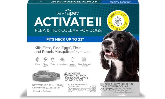 TevraPet Activate II Flea and Tick Collar for Dogs