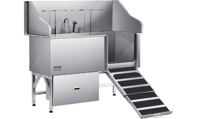 VEVOR Professional 61" Stainless Steel Dog Bathing Station