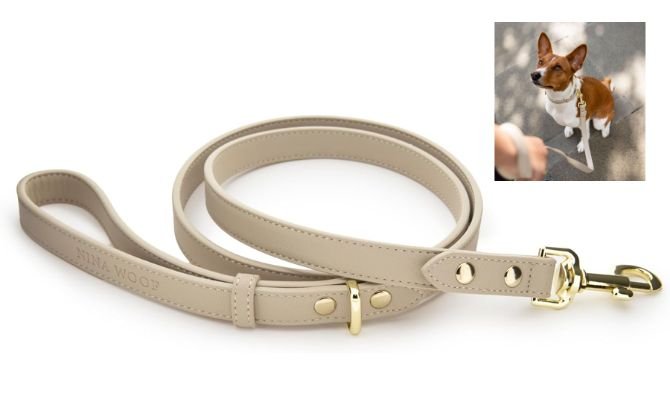 Nina Woof Cupertino Leather Dog Leash – Best Luxury Leather Leash for Small Breeds