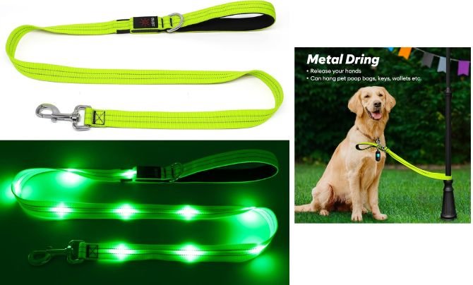 KOSKILL 4 Ft LED Dog Leash, Rechargeable Light Up