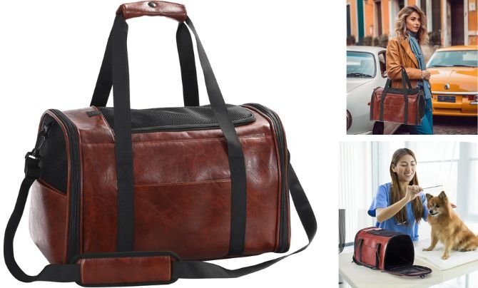 Lasaviin Fashion Leather Dog Carrier