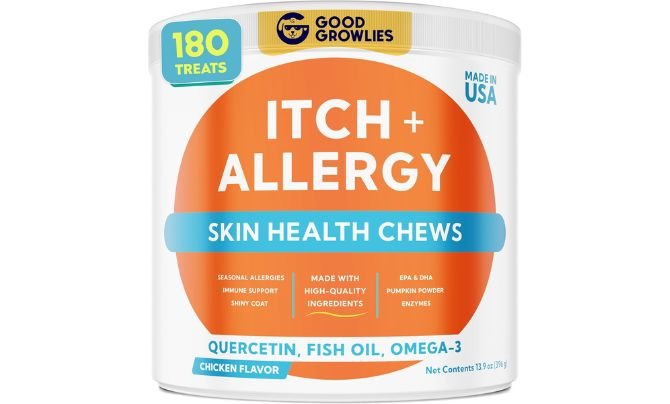 GOODGROWLIES Dog Allergy Relief Chews — Anti-Itch Skin & Coat Supplement