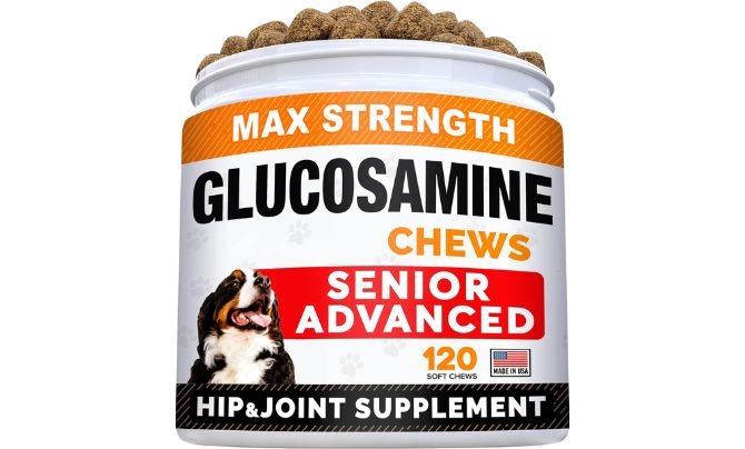 STRELLALAB Senior Advanced Glucosamine Chondroitin Joint Supplement for Dogs