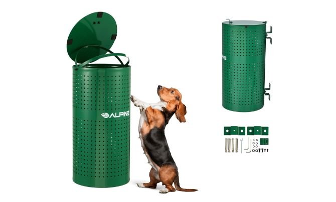 Alpine Dog Waste Station – Green Steel Outdoor Trash Can