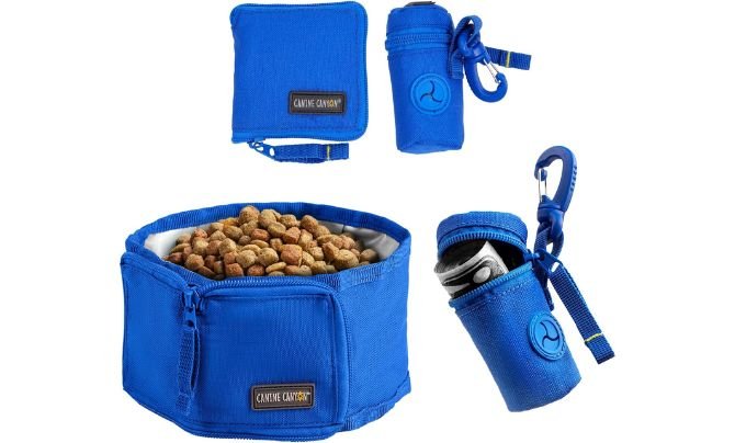 Best Combo Kit – CANINE CANYON Collapsible Dog Bowl and Poop Bag Holder Set