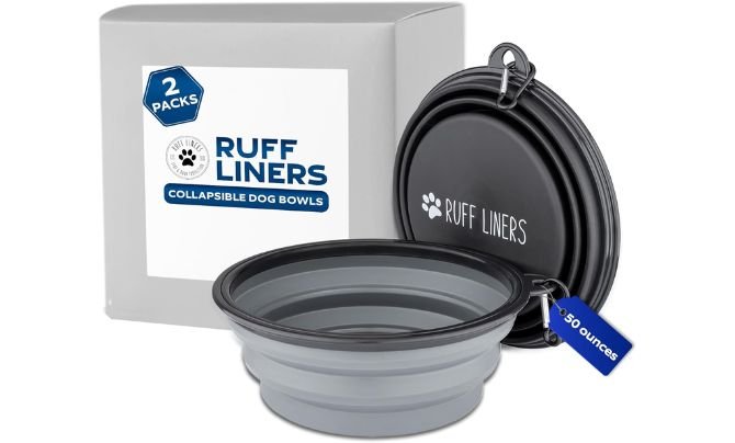 Best for Big Dogs – Ruff Liners Collapsible Dog Bowls with Lid
