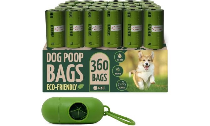 Best with Holder – Reli. Biodegradable Poop Bags (360 Count + Dispenser)