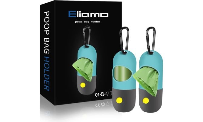 Eliamo 2 Pack Dog Poop Bag Dispenser with LED Flashlight