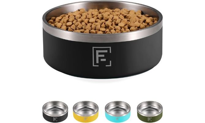 FUNNYFOX 64oz Insulated Dog Food Water Bowl