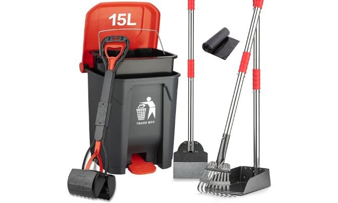 FUSBUNTY Pooper Scooper Set with Trash Can