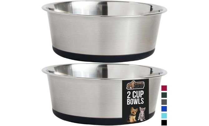 GORILLA GRIP Set of 2 Dog Bowls