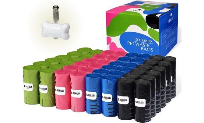 GORILLA SUPPLY Multicolor Poop Bags with Dispenser (1000 Count)