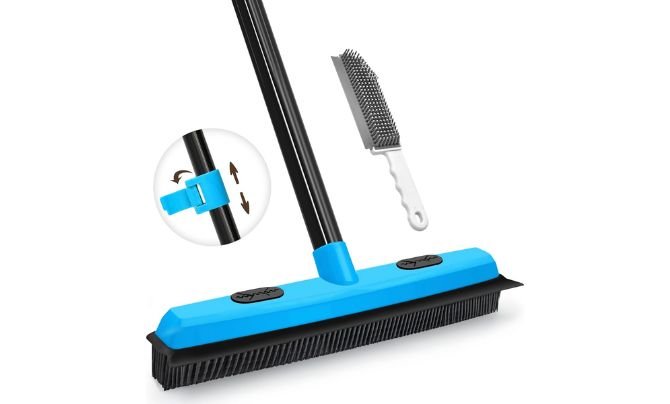 JEHONN Rubber Broom with Lint Comb