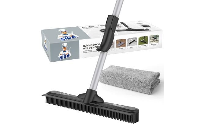 MR.SIGA 3-in-1 Pet Hair Removal Rubber Broom
