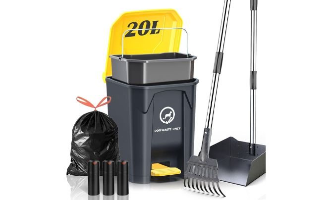 Pestairs Outdoor Dog Poop Trash Can with Pooper Scooper