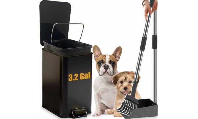 Runner-Up – Yatmung Metal Dog Pooper Scooper with Trash Can