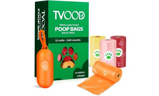 TVOOD Extra Thick Dog Poop Bags with Dispenser (240 Count)