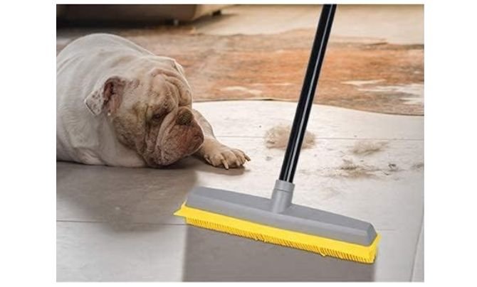 TreeLen Pet Hair Rubber Broom with Squeegee