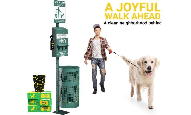 UPGORILO Pet Waste Station – Glow in the Dark with Hand Sanitizer