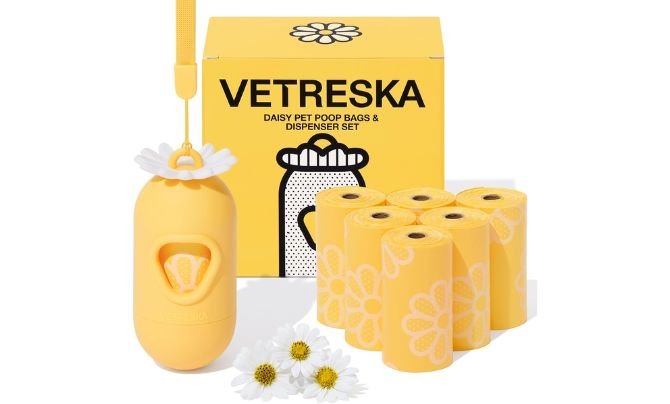 VETRESKA Dog Poop Bag Holder with Daisy Scented Bags