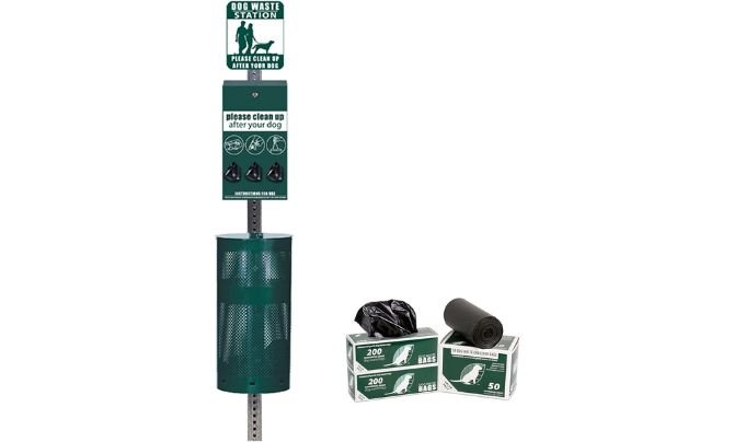 ZERO WASTE USA Rust Proof Aluminum Dog Waste Station (Green)