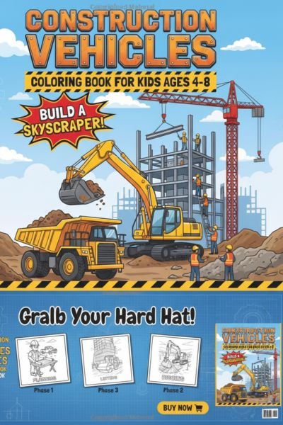 Construction Vehicles Coloring Book For ages 4-8_3