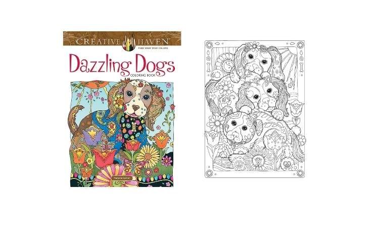 Creative Haven Dazzling Dogs Coloring Book by Marjorie Sarnat