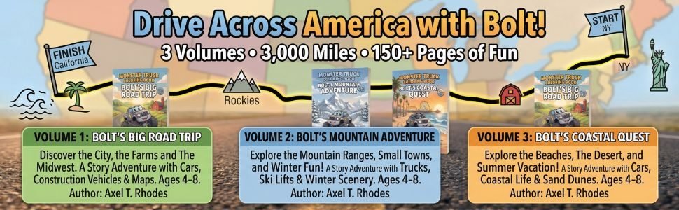 Monster Truck Coloring Book: Bolt’s Big Road Trip